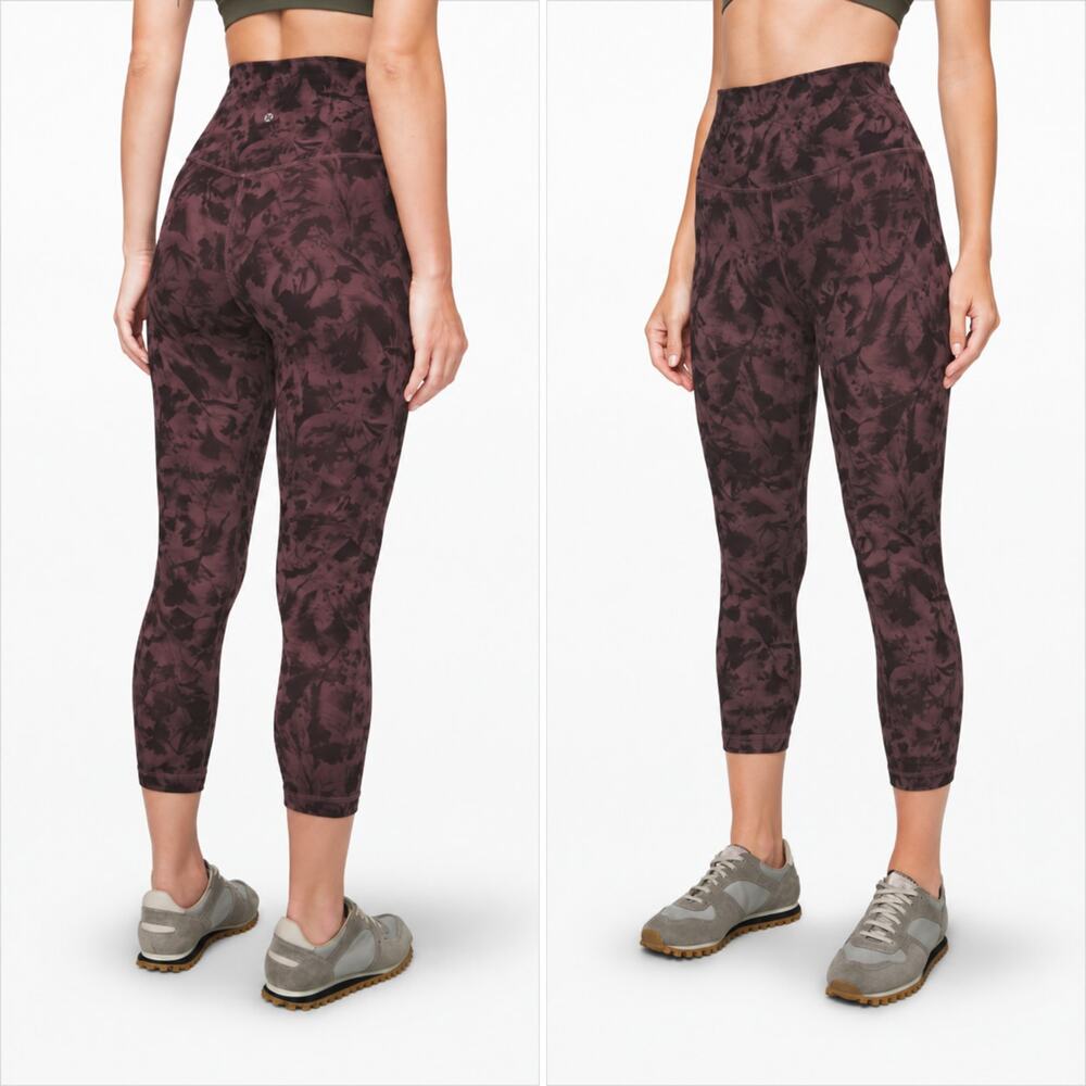 Lululemon Align Crop 21" Mini Dusk Floral Antique Bark Black Leggings Sz 4